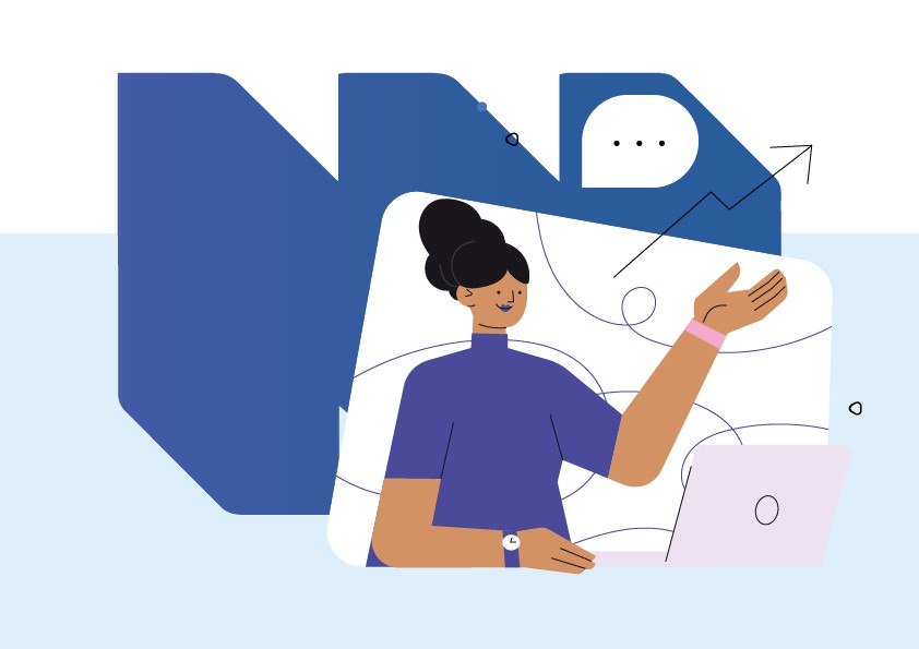 Proprietaria di casa che parla con un consulente immobiliare davanti a un laptop